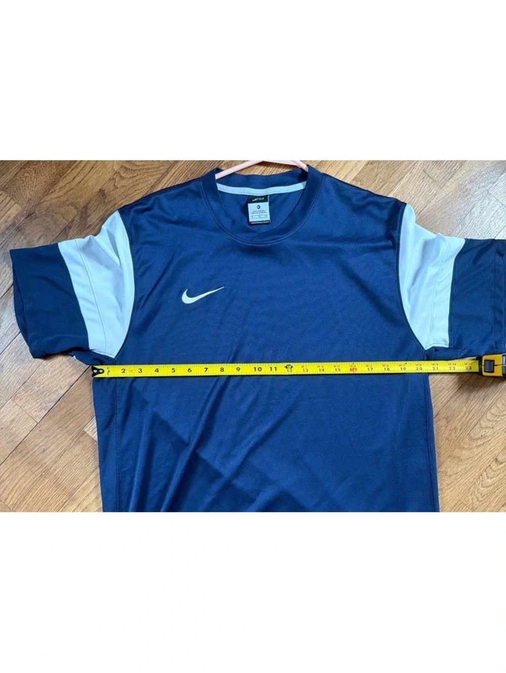 XL - Men - Nike Dri-FIT Navy Blue and White Athletic Shirt